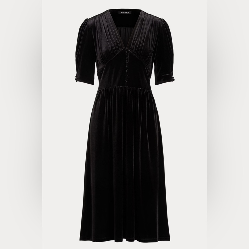 Ralph Lauren Puff Sleeve Velvet Dress